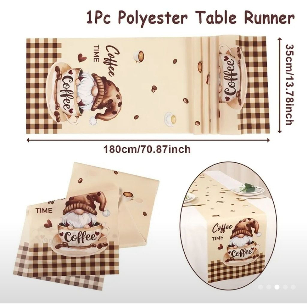 Table Runner 70.87 inch x 13.78 inch Beige - Picture 2 of 3
